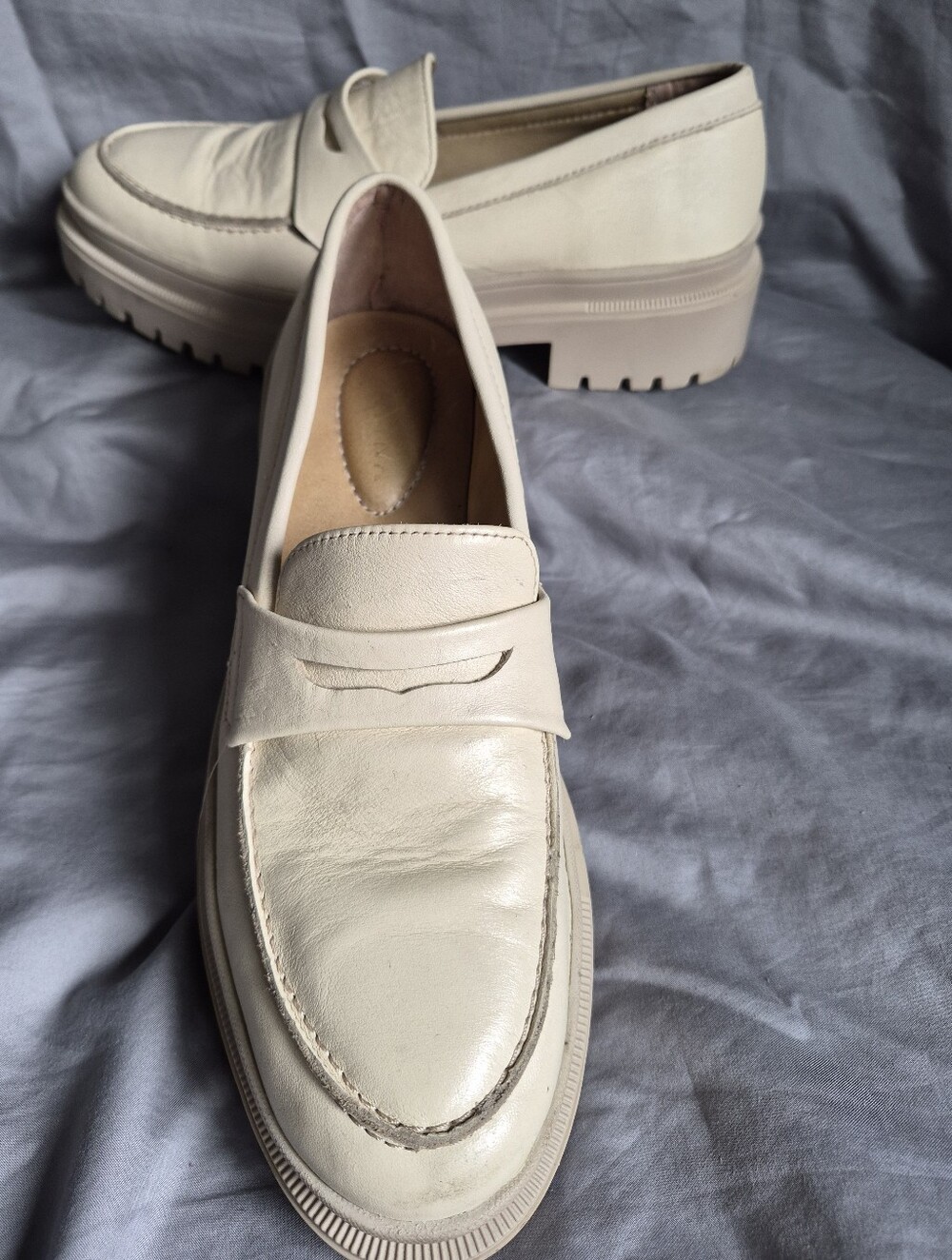 Patina Zoe Chunky Leather Loafer Cream Size 41 (US 10)